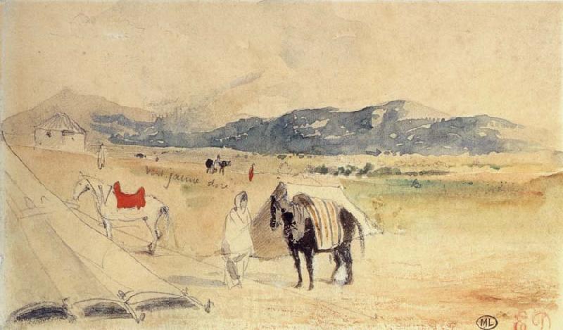 Eugene Delacroix Encampment in Morocco between Tangiers and Meknes Spain oil painting art